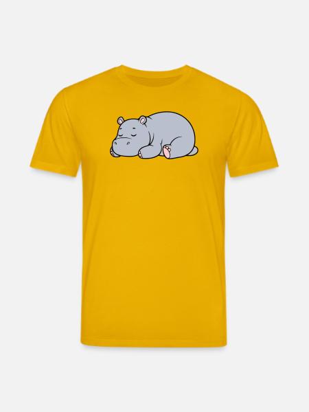 Sleeping Hippopotamus Tired Lazy Vector - Stanley/Stella CREATOR Unisex Organic T-Shirt - spectra yellow