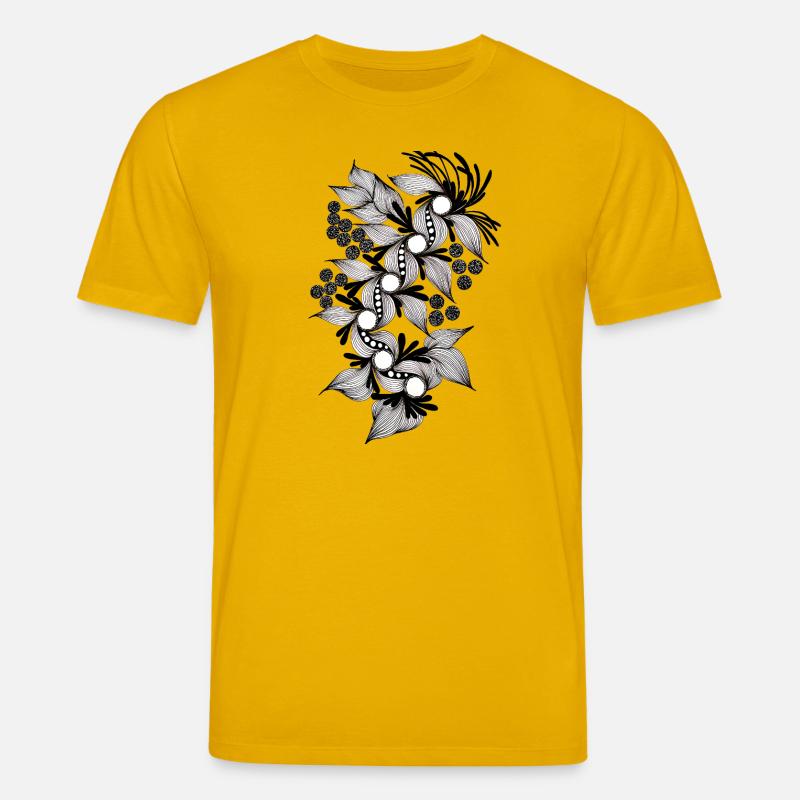Spirale de fleurs noires et blanches - T-shirt bio CREATOR Stanley/Stella Unisexe - jaune spectre