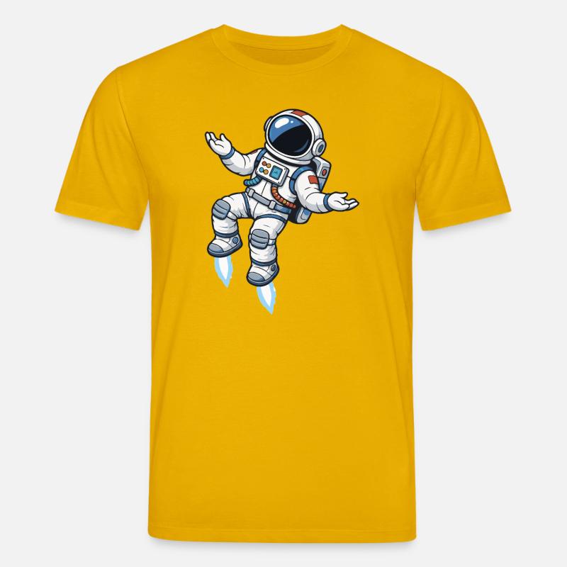 Schwebender Comic Astronaut mit Raketenantrieb - Stanley/Stella Unisex Bio-T-Shirt CREATOR  - Spektralgelb