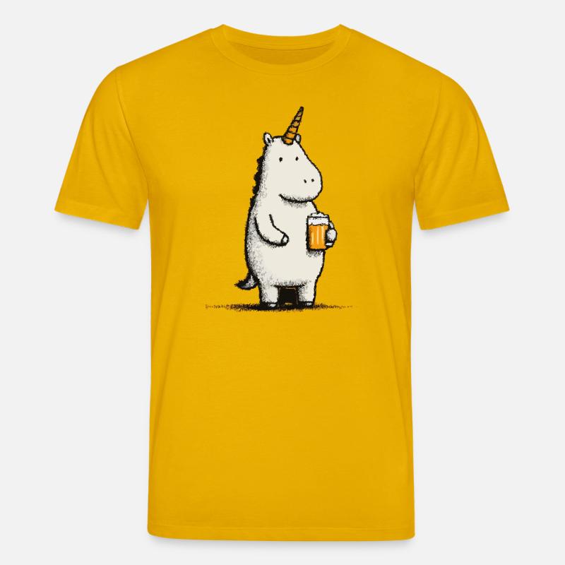 Süßes Einhorn mit Bierglas - Stanley/Stella Unisex Bio-T-Shirt CREATOR  - Spektralgelb
