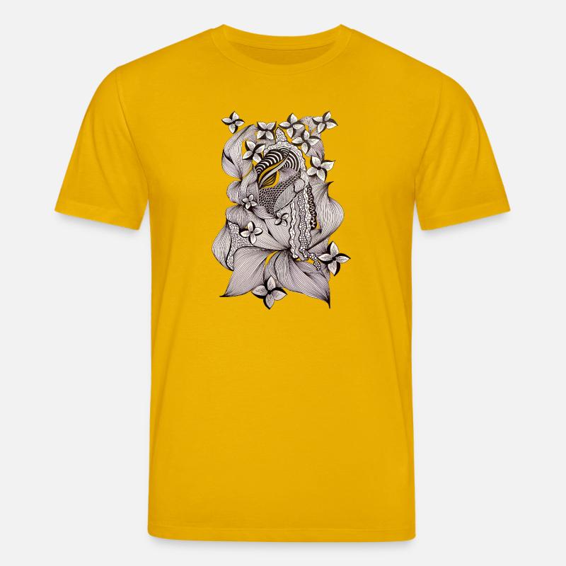 Zentangle Blumenmuster Schwarzweiß - Stanley/Stella Unisex Bio-T-Shirt CREATOR - Spektralgelb