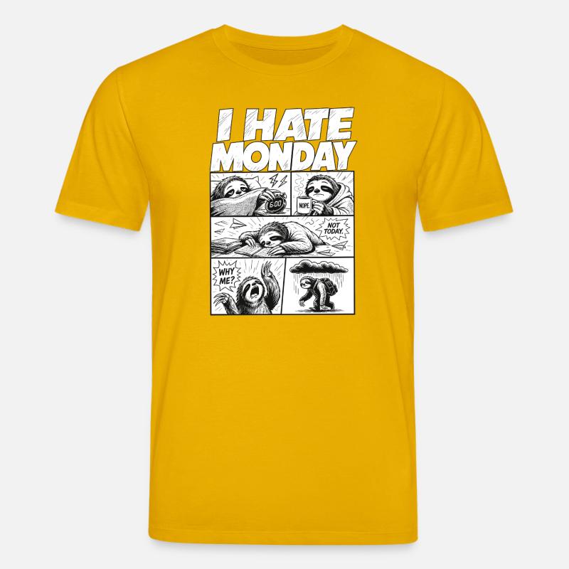 I Hate Monday Sloth Comic - Stanley/Stella CREATOR Unisex Organic T-Shirt - spectra yellow