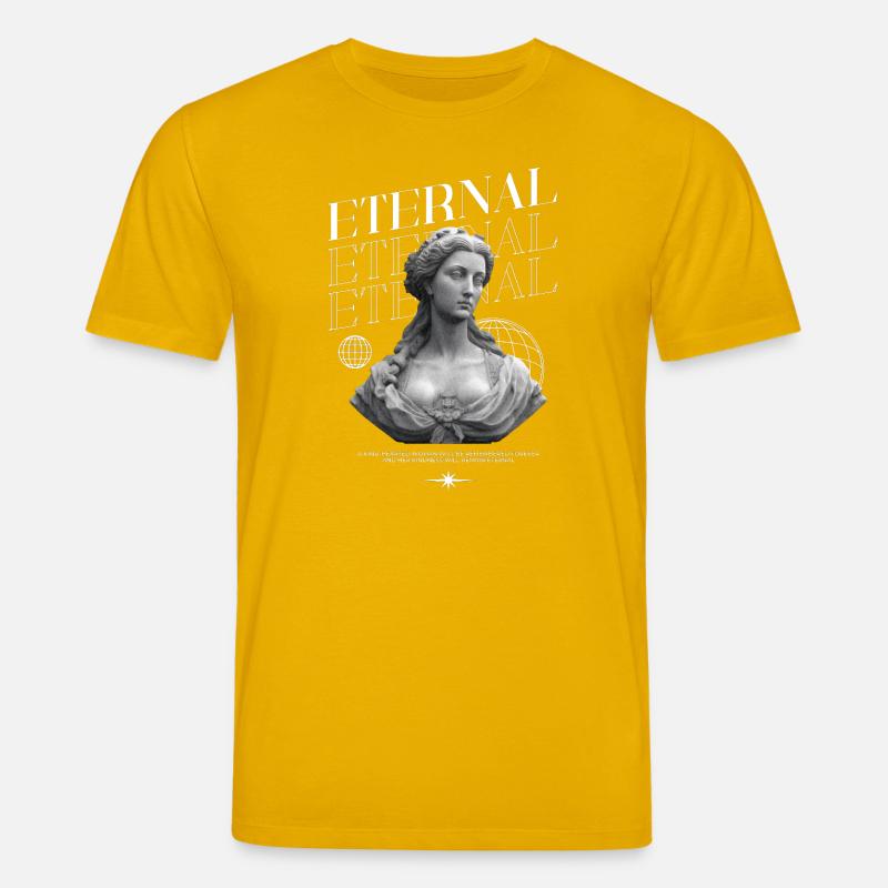 Bonté éternelle : Statue, collage globe - T-shirt bio CREATOR Stanley/Stella Unisexe - jaune spectre
