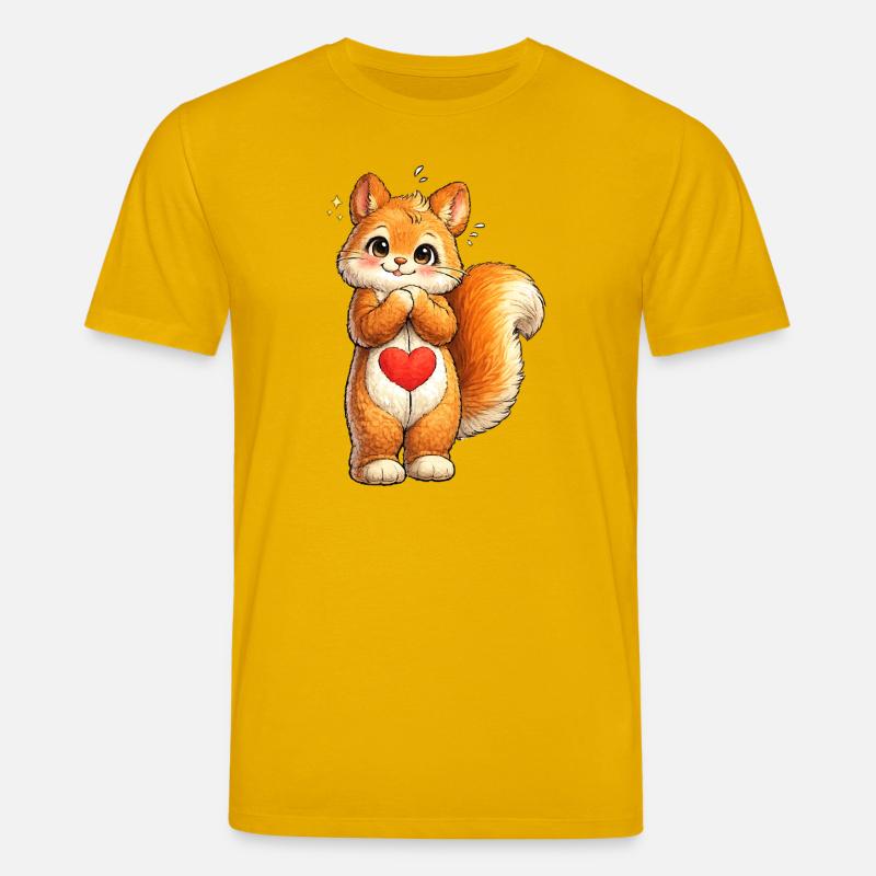 Schüchternes Eichhörnchen mit rotem Herz - Stanley/Stella Unisex Bio-T-Shirt CREATOR  - Spektralgelb