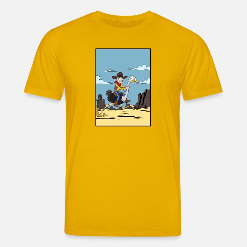 Cowboy reitet Emu in der Wüste - Stanley/Stella Unisex Bio-T-Shirt CREATOR - Spektralgelb