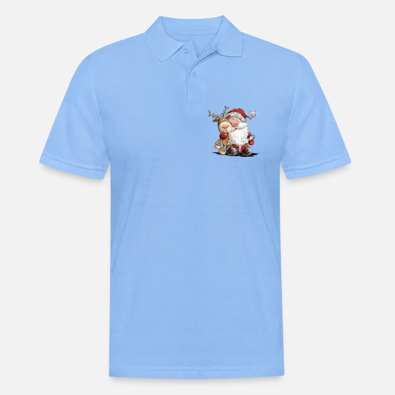 Buffo Babbo Natale e le sue renne - Polo da uomo - azzurro