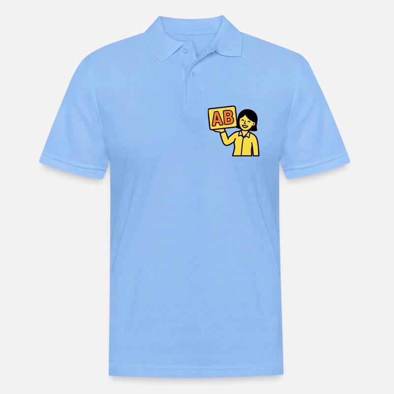 Lehrerin Grundschule ABC Vektor - Männer Poloshirt - Himmelblau
