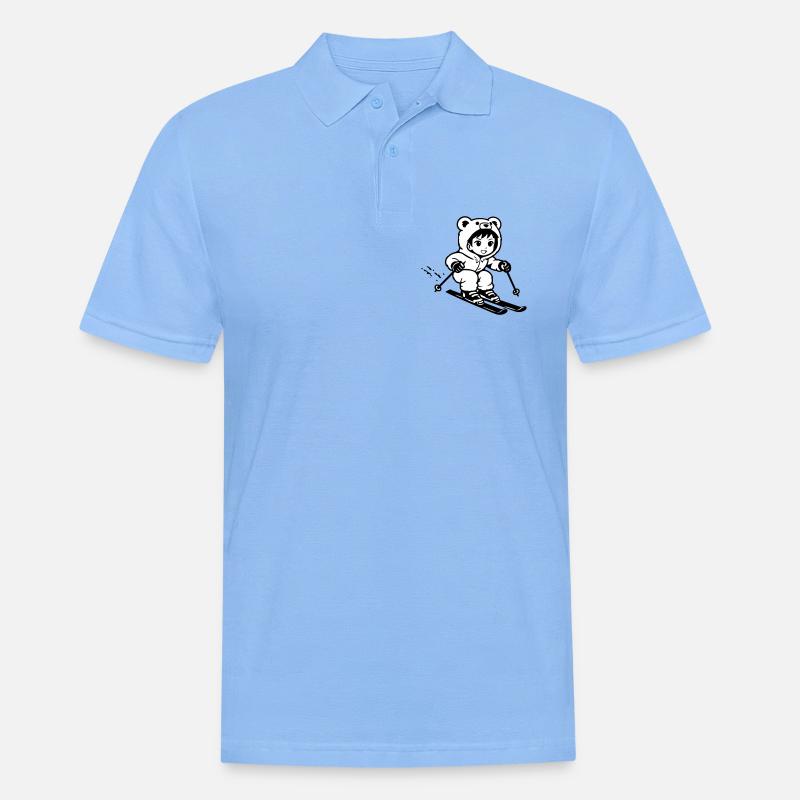 Ski Bärchen im Anime Style - Männer Poloshirt - Himmelblau