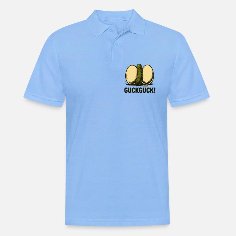 Zwei hartgekochte Eier mit einer Gurke - Männer Poloshirt - Himmelblau