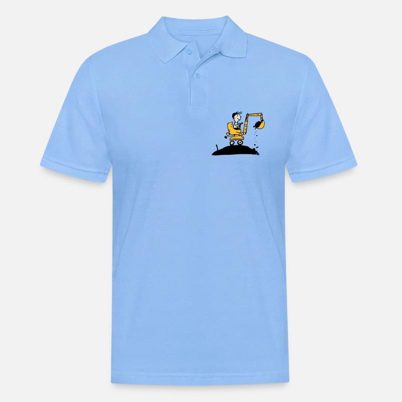 Bagger im Retro Stil - Männer Poloshirt - Himmelblau