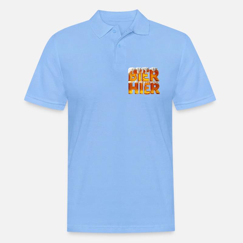 Bier? Hier! – 3D Bierglas-Buchstaben mit Schaum - Männer Poloshirt - Himmelblau