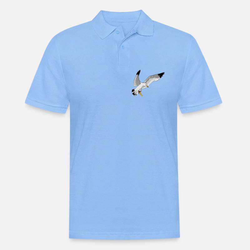 Stilvolle Seevogel Silhouette einer Möwe - Männer Poloshirt - Himmelblau