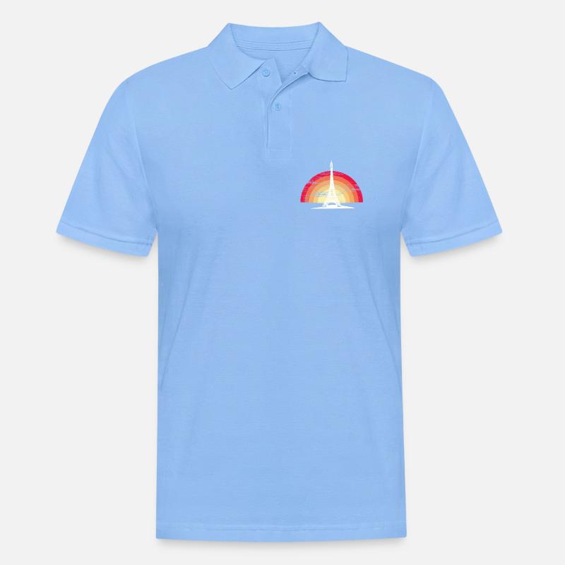 Sunset in Paris - mit Eiffelturm - Männer Poloshirt - Himmelblau