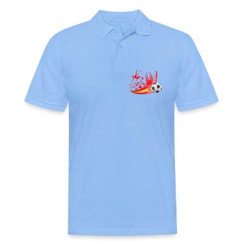 Design du supporter de football espagnol – Rouge jaune avec ballon de football - Polo Homme - bleu ciel - Devant - Jaron (178cm)