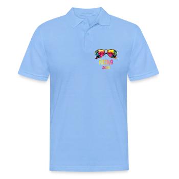 Pattaya 2026 Tropen Sonnenbrille - Männer Poloshirt - Himmelblau - Vorne - Jaron (178cm)