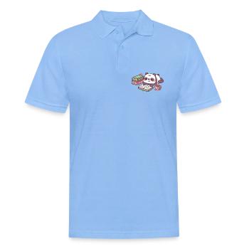 Süßer Pandabär entspannt mit Büchern und Tee - Männer Poloshirt - Himmelblau - Vorne - Jaron (178cm)