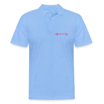 Rendsburger Hochbrücke Scribble Design – RD Skylin - Männer Poloshirt - Himmelblau - Vorne - Jaron (178cm)
