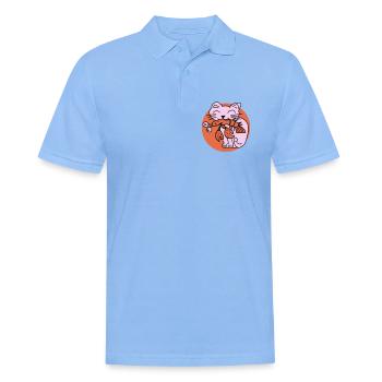 Katze frisst Krebs auf - Männer Poloshirt - Himmelblau - Vorne - Jaron (178cm)