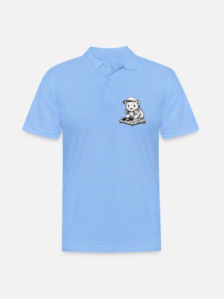 cooles Wombat-Motiv als DJ mit Kopfhörer - Männer Poloshirt - Himmelblau