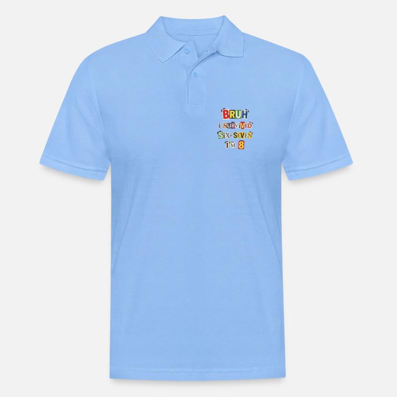 Bruh sopravvive a 8 collage di meme - Polo da uomo - azzurro