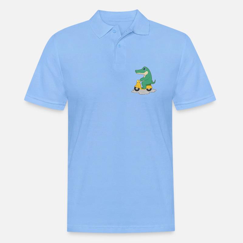 Krokodil Motorroller - Männer Poloshirt - Himmelblau