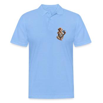 Affe-mit-Erdkugel - Männer Poloshirt - Himmelblau - Vorne - Jaron (178cm)