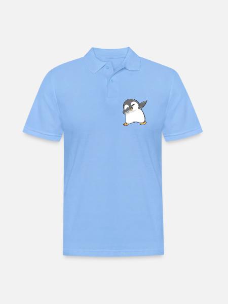 Pinguin Dabbing - Männer Poloshirt - Himmelblau