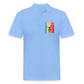 skateboard skaten skate sport fahren skaten - Männer Poloshirt - Himmelblau - Vorne - Jaron (178cm)