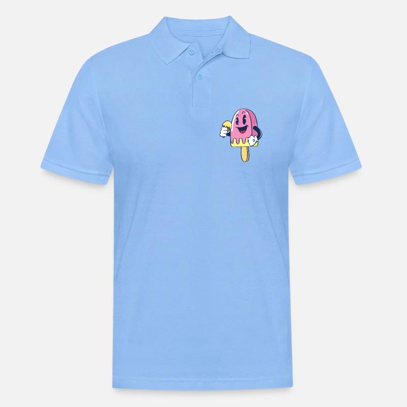 Fröhlicher Kindereis Charakter Eiscreme Eis - Männer Poloshirt - Himmelblau