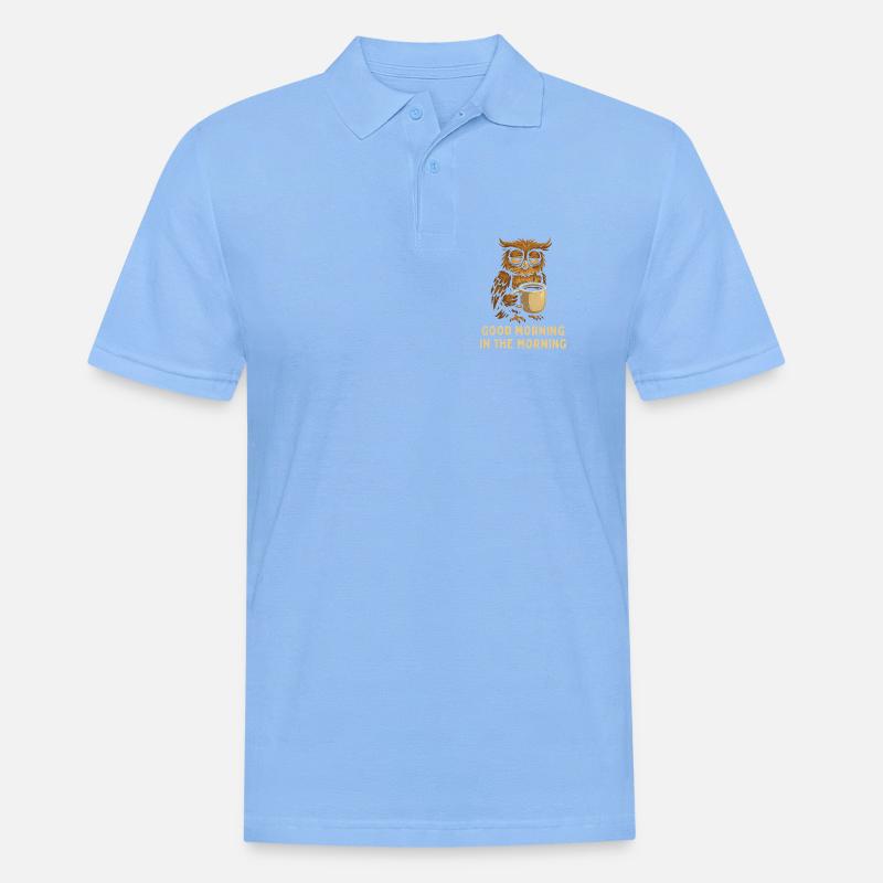 Schlafmütze Eule mit Kaffee - Männer Poloshirt - Himmelblau