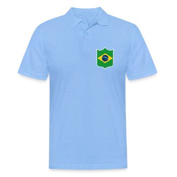 Brasilien Flagge Wappen - Männer Poloshirt - Himmelblau - Vorne - Jaron (178cm)
