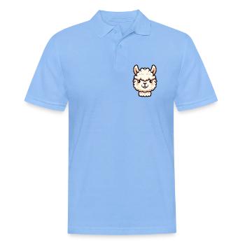 Alpaka Lama Kopf Comic Cartoon - Männer Poloshirt - Himmelblau - Vorne - Jaron (178cm)