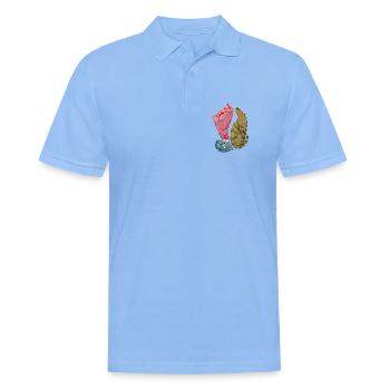 Triade von weichen Katzen in Pastellfarben - Männer Poloshirt - Himmelblau - Vorne - Jaron (178cm)