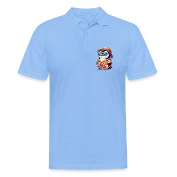 Tropen-Pinguin mit Sonnenbrille - Männer Poloshirt - Himmelblau - Vorne - Jaron (178cm)