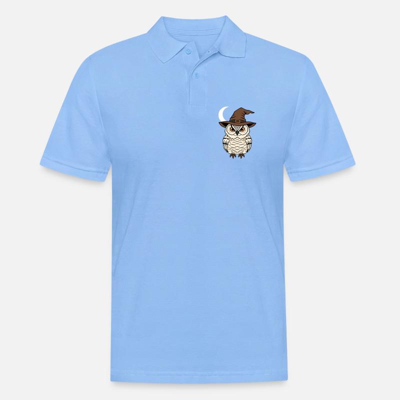 Zauberer Eule mit Hut - Männer Poloshirt - Himmelblau