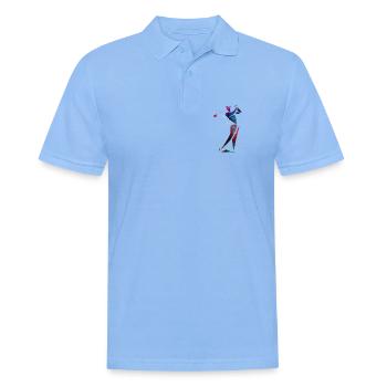 Farbenfroher Golfer in Bewegung - Männer Poloshirt - Himmelblau - Vorne - Jaron (178cm)