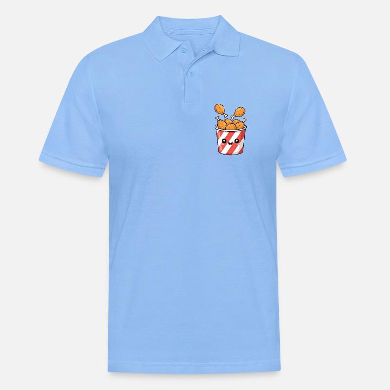 Kawaii-Brathähnchen-Eimer - Männer Poloshirt - Himmelblau