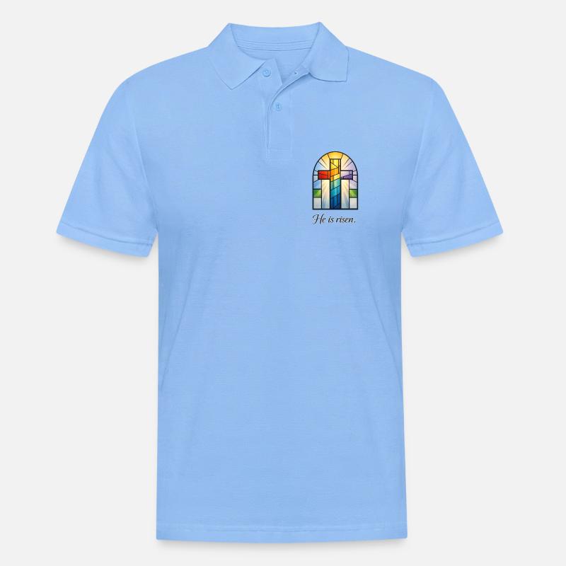 He Is Risen - Männer Poloshirt - Himmelblau