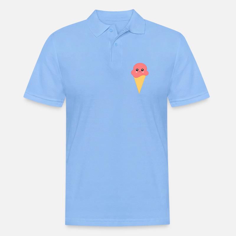 Eis Eiscreme Erdbeereis - Männer Poloshirt - Himmelblau
