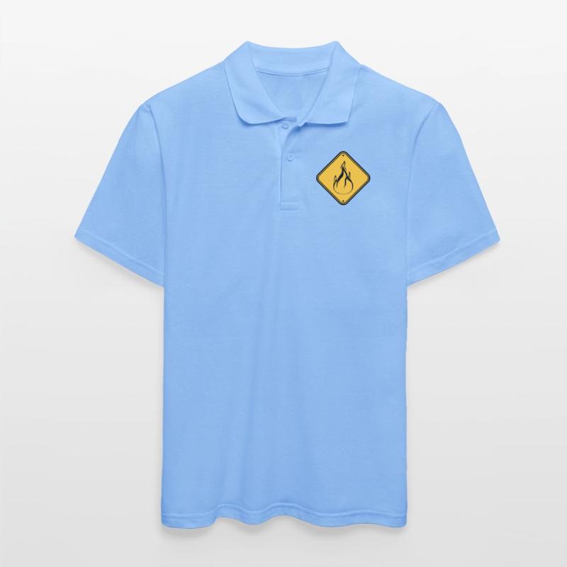 note shield warning caution caution hazard feu Men's Polo Shirt