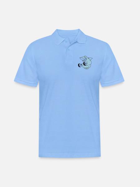 shark_bodybuilder - Polo Homme - bleu ciel