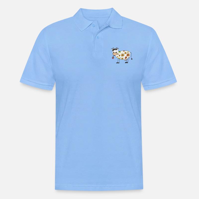 Vache - Polo Homme - bleu ciel