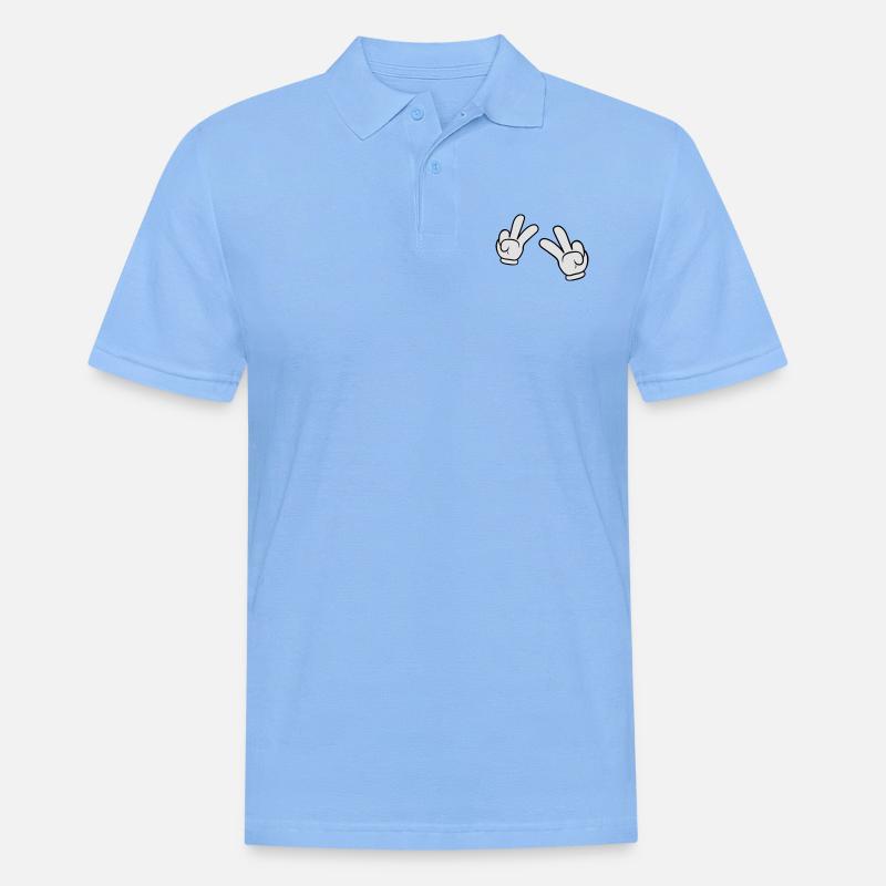 Comic Hands Peace Sign - Männer Poloshirt - Himmelblau