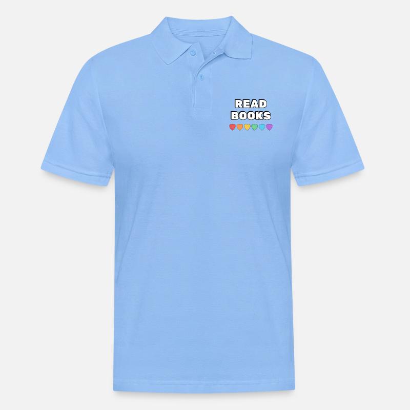 Lire des livres Rainbow Hearts - Polo Homme - bleu ciel
