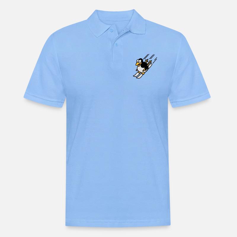pinguin_ski_022011_a_3c - Männer Poloshirt - Himmelblau