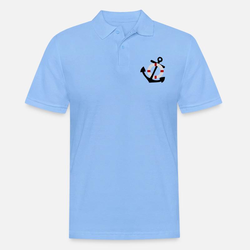 Anker mit Rettungsring - Männer Poloshirt - Himmelblau