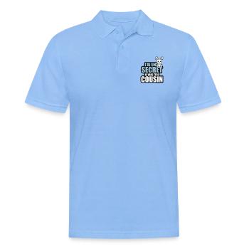 j'ai un secret je vais être cousin - Polo Homme - bleu ciel - Devant - Jaron (178cm)