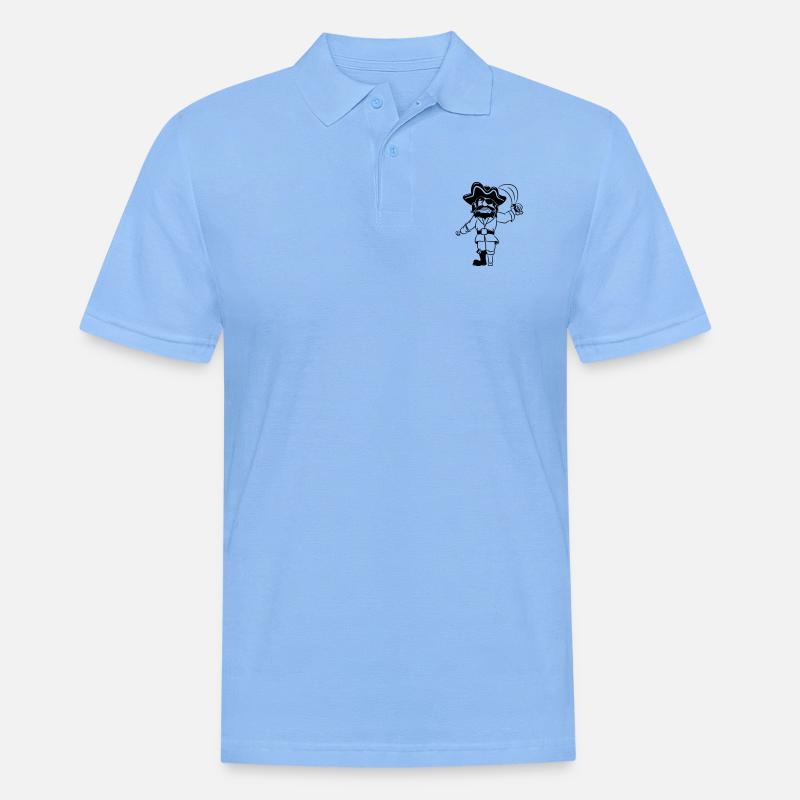 Pirat holzbein dreispitz degen - Männer Poloshirt - Himmelblau
