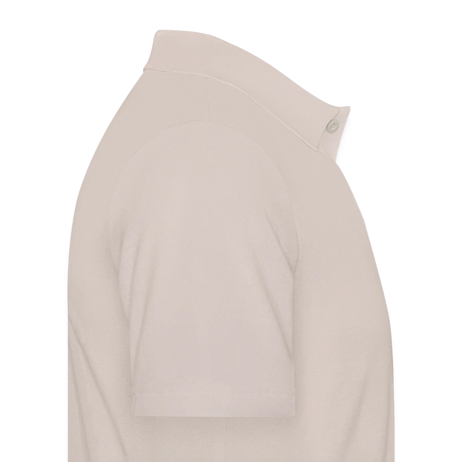 Grindelwald badge on a men's polo shirt, beige, right
