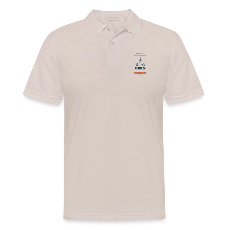 Bern badge on a men's polo shirt, beige, front